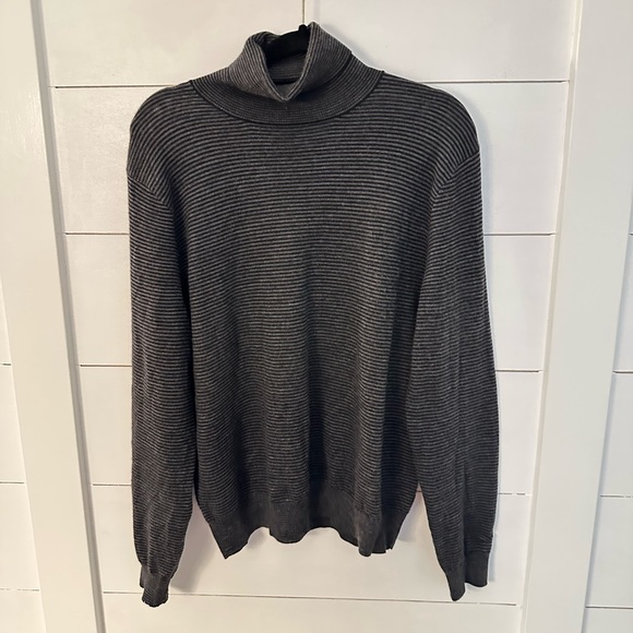 Polo Ralph Lauren Tops - VTG POLO RALPH LAUREN M 100% Italian Wool grey striped woman turtleneck gorpcore